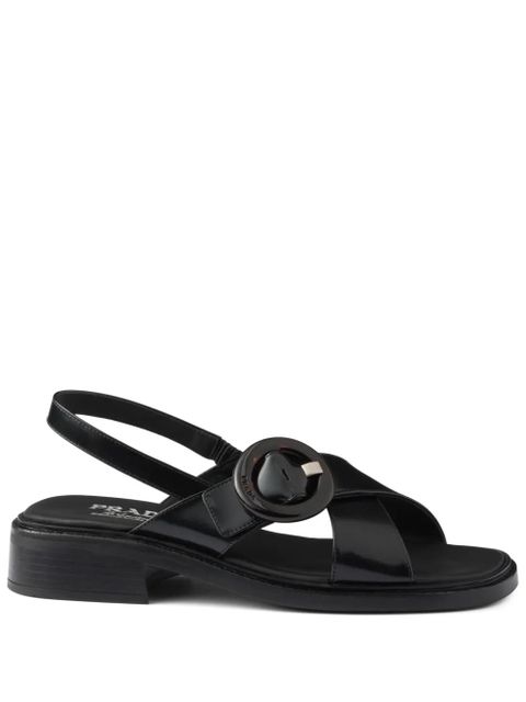 Prada brushed leather sandals - Black - zdjęcie produktu nr 1