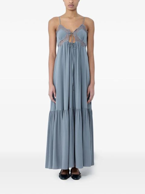 Chloé lace-trim tiered maxi dress - Grey - zdjęcie produktu nr 1