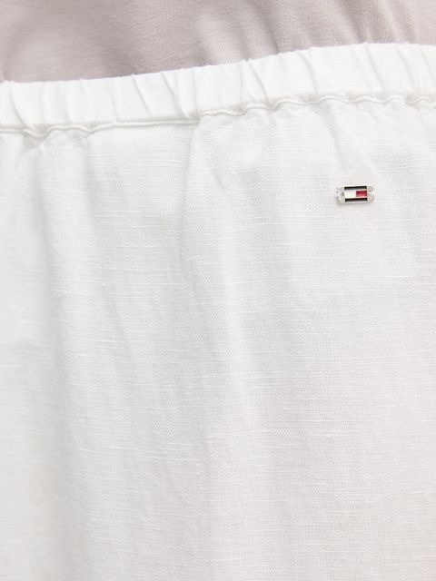 Tommy Hilfiger spodnie lniane damskie kolor beżowy proste high waist WW0WW44782