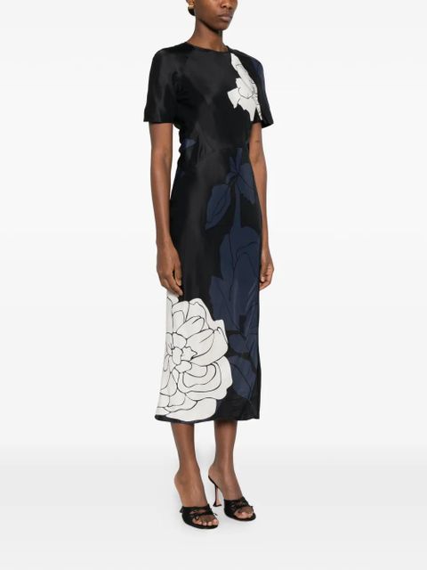 Victoria Beckham floral short-sleeve dress - Blue