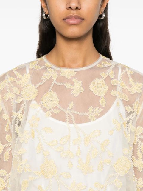 ROTATE BIRGER CHRISTENSEN floral-embroidered beaded mini dress - Yellow - zdjęcie produktu nr 2