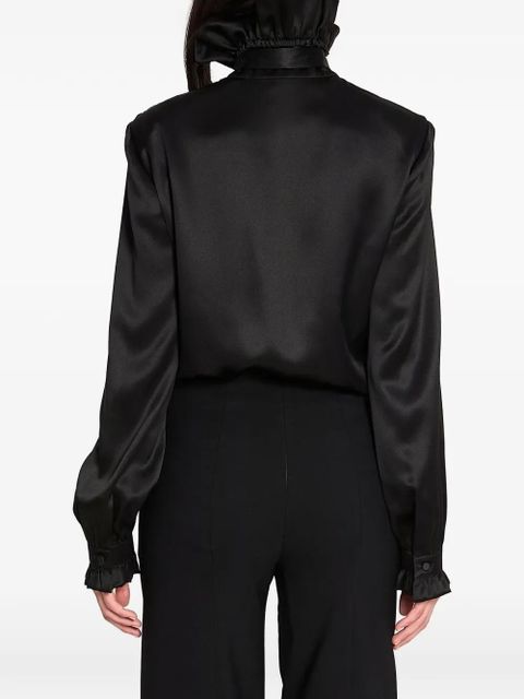 Gucci ruffled bow silk shirt - Black