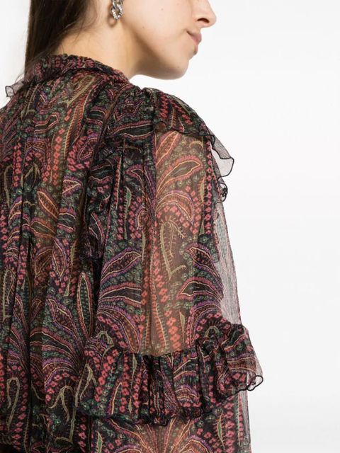 ETRO ruffled paisley-print silk blouse - Blue - zdjęcie produktu nr 2
