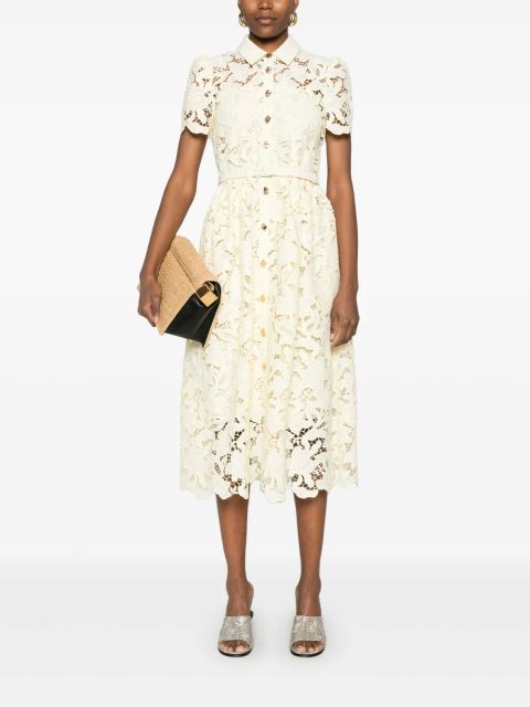 Self-Portrait lace collared midi dress - Yellow