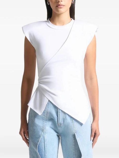 Manière De Voir wide-shoulder ruched-waist top - White