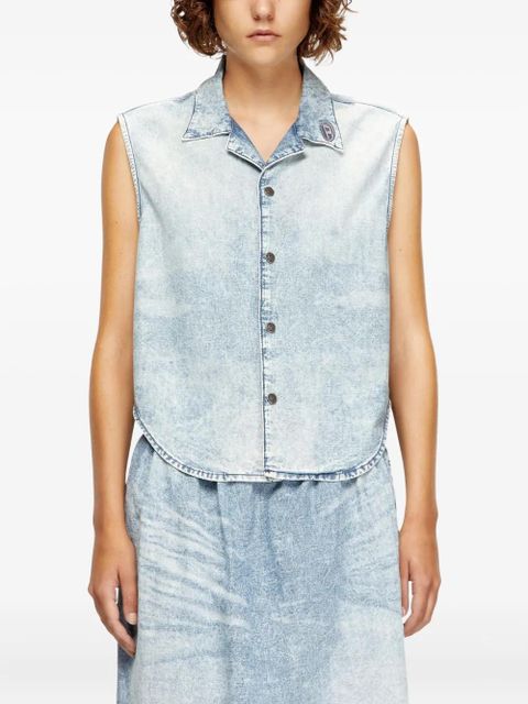 Diesel logo-embroidered denim vest - Blue