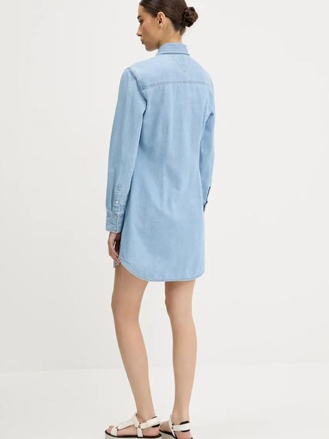 Tommy Jeans sukienka jeansowa kolor niebieski mini prosta DW0DW20111