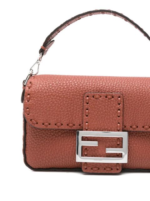 FENDI mini Baguette stitched tote bag - Brown
