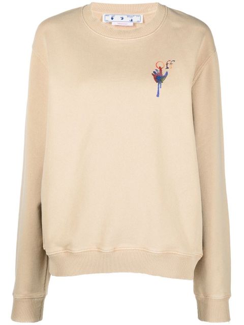 Off-White Draining Man logo-embroidered cotton sweatshirt - Neutrals