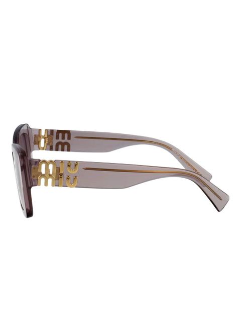 Miu Miu Eyewear logo-plaque rectangle-frame sunglasses - Neutrals