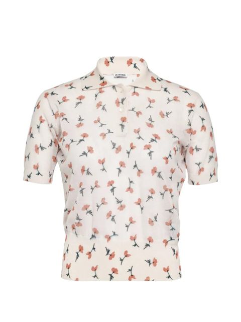 Jil Sander floral-print sheer polo shirt - Neutrals - zdjęcie produktu nr 1