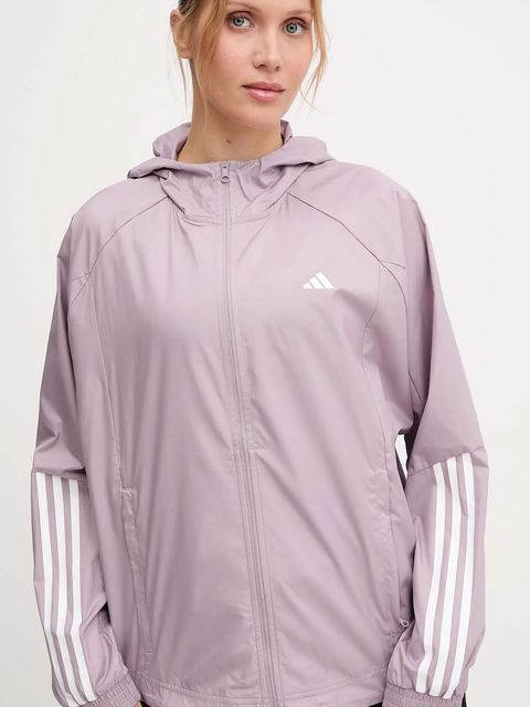 adidas Performance kurtka do biegania HYGLM kolor różowy przejściowa JX7382