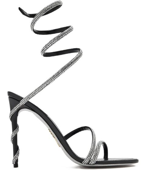 René Caovilla 105mm spiral-strap rhinestone-embellished sandals - Black - zdjęcie produktu nr 1