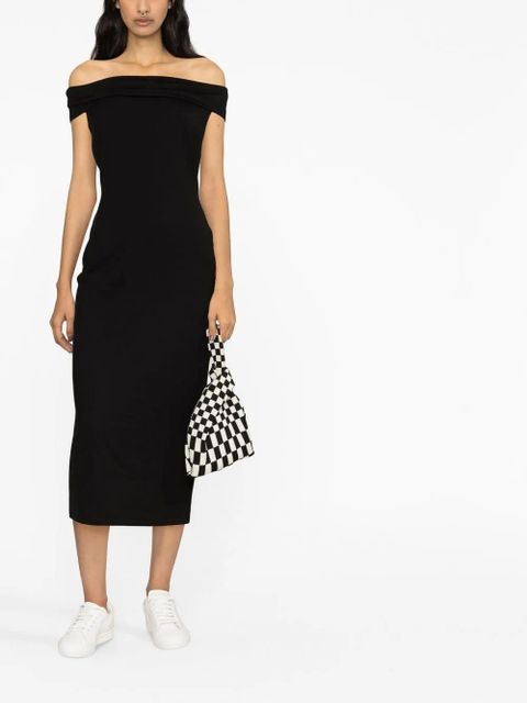 Reformation Jamen off-shoulder knitted midi dress - Black - zdjęcie produktu nr 2