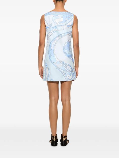 PUCCI Orchidee-print silk dress - Blue