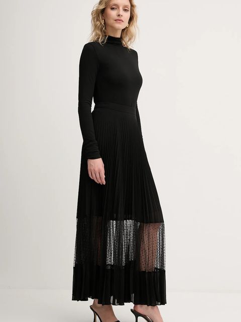 Twinset spódnica kolor czarny maxi rozkloszowana 252TP2642