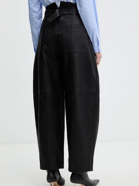 MAX&Co. spodnie skórzane damskie kolor czarny szerokie high waist 2526436013200