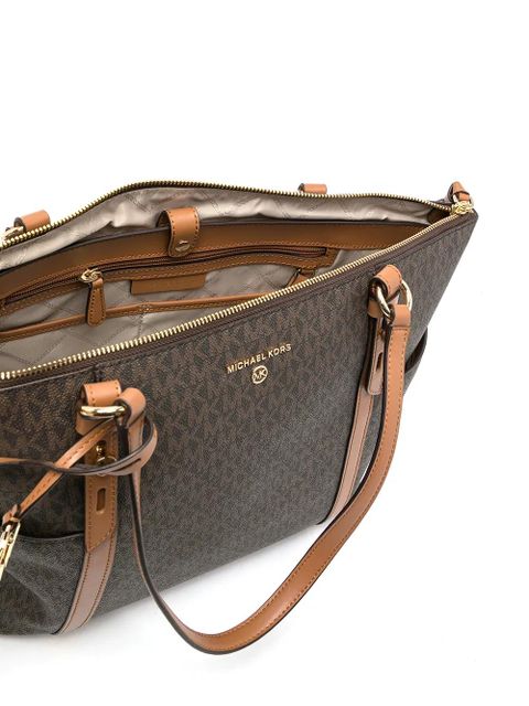 Michael Kors monogram-print leather tote bag - Brown