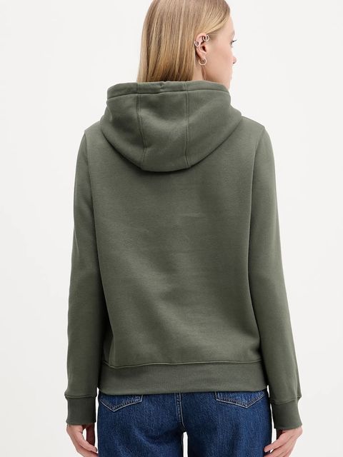 Tommy Jeans bluza damska kolor zielony z kapturem gładka DW0DW19958