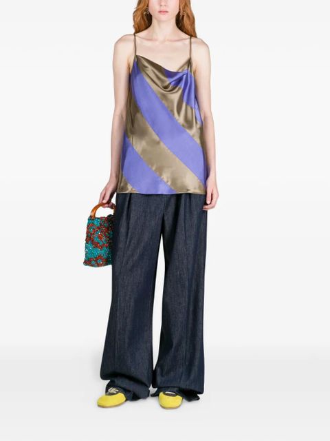 DRIES VAN NOTEN striped satin tank top - Brown - zdjęcie produktu nr 2