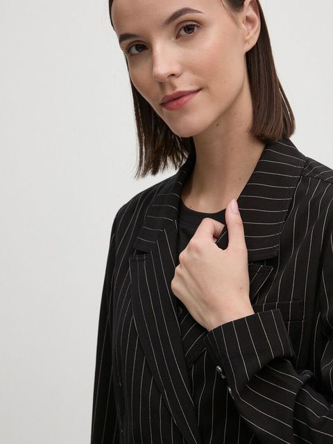 Dkny marynarka kolor czarny dwurzędowa wzorzysta D2G4A213