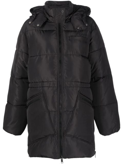 GANNI Oversized Tech puffer midi jacket - Black