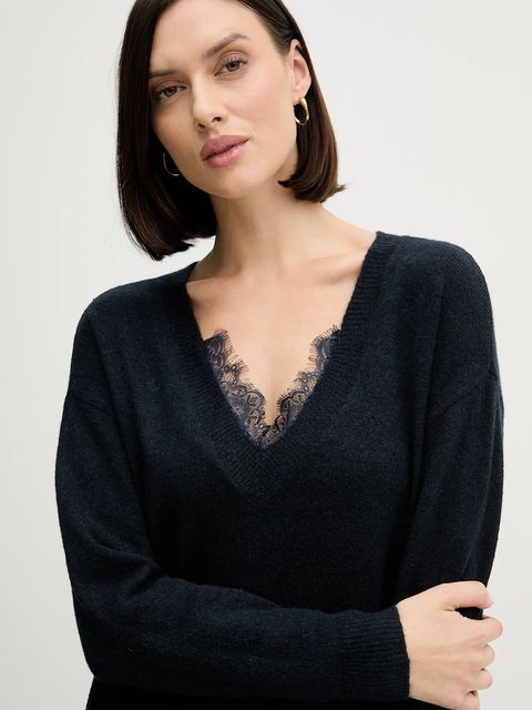 Pedro del Hierro sukienka z domieszką wełny kolor granatowy midi prosta 6192942