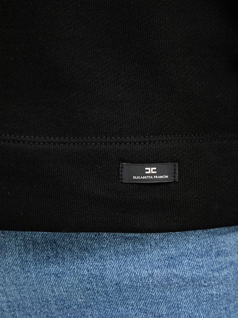 Elisabetta Franchi bluza bawełniana damska kolor czarny z nadrukiem MD01D56E2