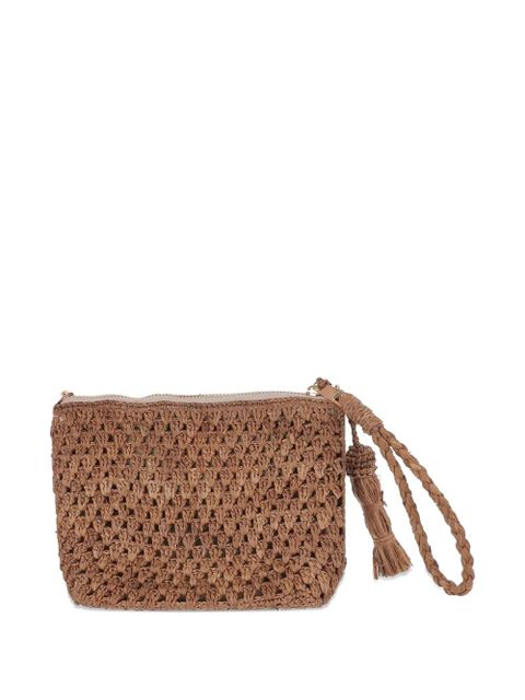 MC2 Saint Barth Raffia perforated logo-lettering clutch bag - Brown - zdjęcie produktu nr 2