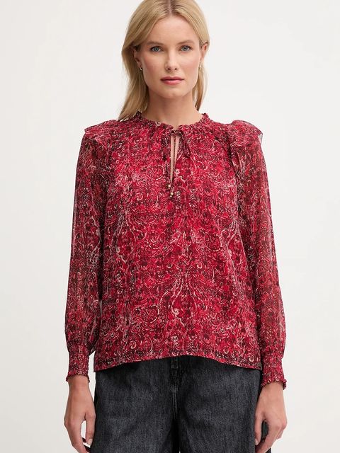 Pepe Jeans bluzka damska kolor bordowy wzorzysta PL3051270 - zdjęcie produktu nr 1