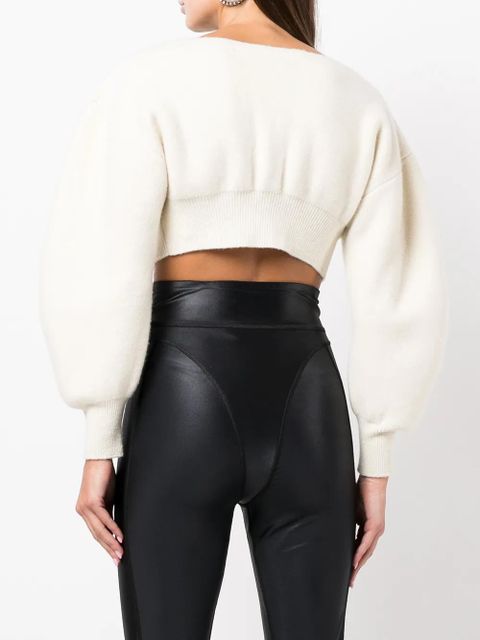 Alexander Wang V-neck cropped cardigan - Neutrals - zdjęcie produktu nr 2