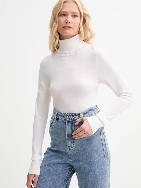 AERON sweter wełniany damski kolor beżowy lekki z golfem CRTO545528 - zdjęcie produktu nr 1