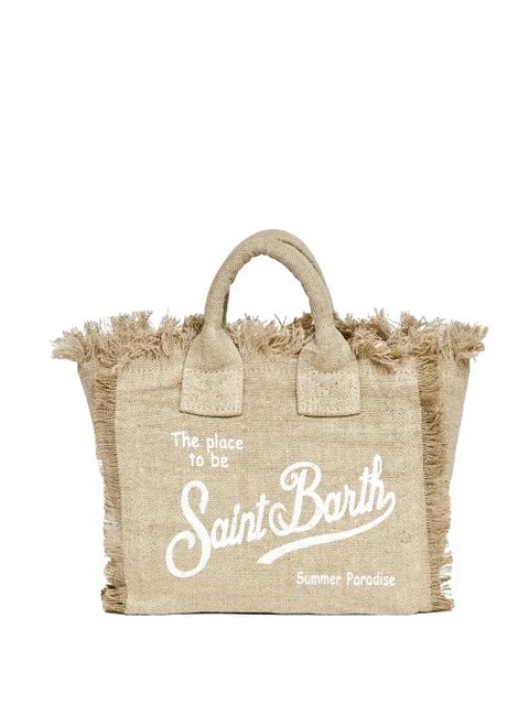 MC2 Saint Barth mini Vanity frayed linen tote bag - Neutrals - zdjęcie produktu nr 1