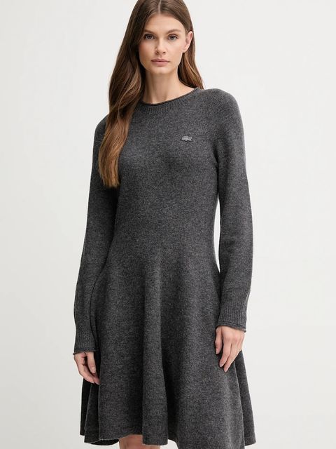 Lacoste sukienka wełniana kolor szary mini rozkloszowana EF4161 - zdjęcie produktu nr 1