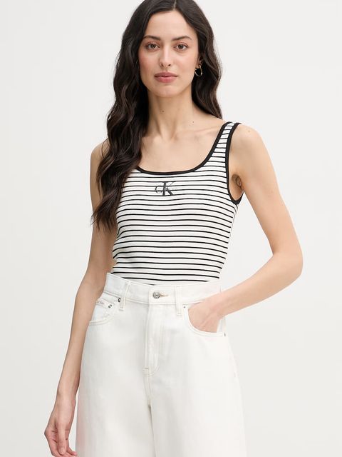 Calvin Klein Jeans top damski bawełniany z elastanem - zdjęcie produktu nr 2