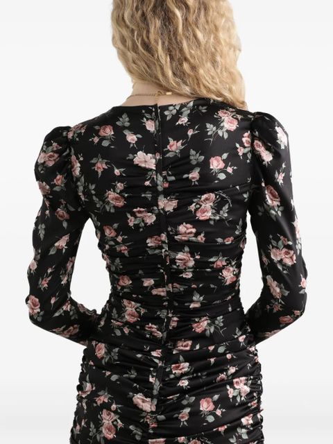 Dolce & Gabbana ruched floral mini dress - Black