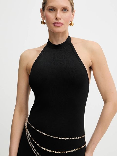 Herve Leger sukienka Sybil kolor czarny maxi dopasowana HLT8551197