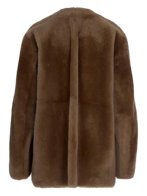 Max Mara panelled shearling coat - Brown