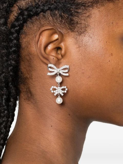 Self-Portrait double-bow pearl-drop earrings - Silver - zdjęcie produktu nr 2