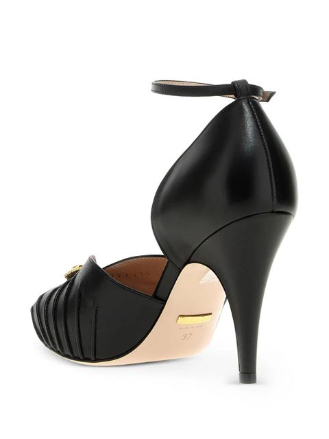 Gucci logo-plaque 95mm leather sandals - Black - zdjęcie produktu nr 2