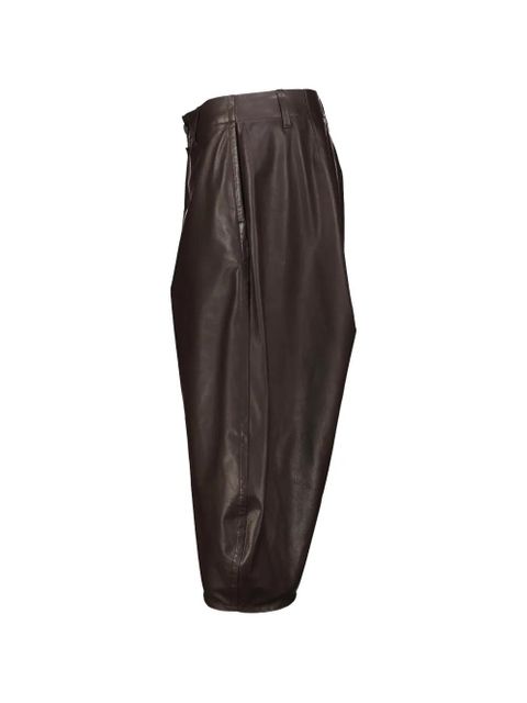 LEMAIRE dropped-crotch leather trousers - Brown