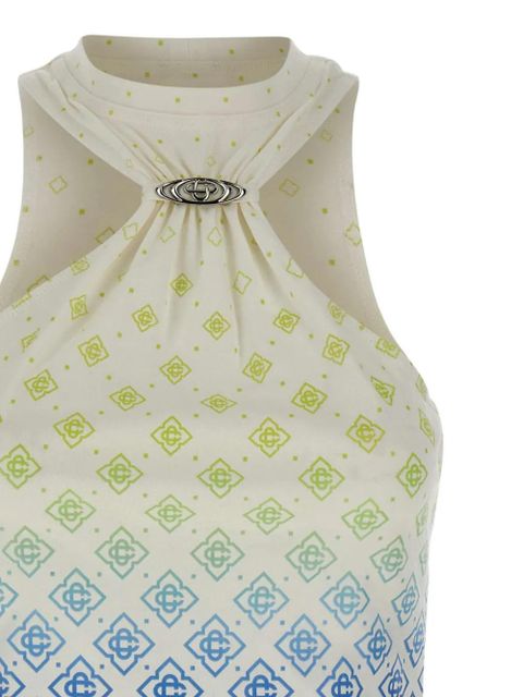 Casablanca Printed Draped monogram draped top - Neutrals