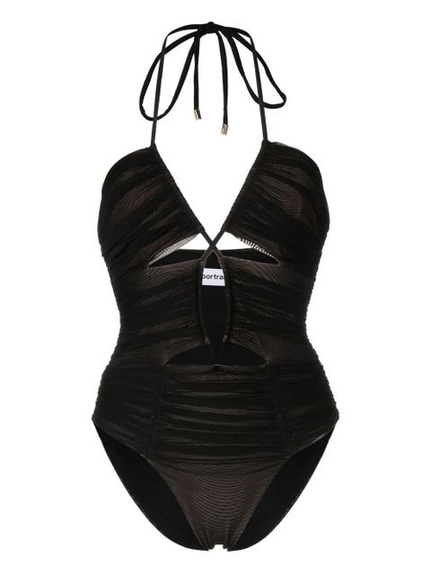 Self-Portrait halterneck cut-out swimsuit - Black - zdjęcie produktu nr 1