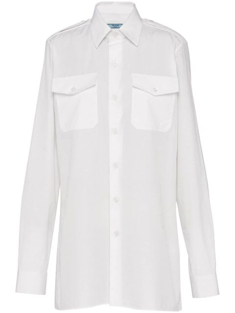 Prada triangle-logo poplin shirt - White - zdjęcie produktu nr 1