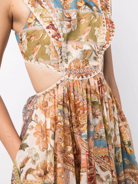 ZIMMERMANN Chintz floral-print sleeveless midi dress - Orange
