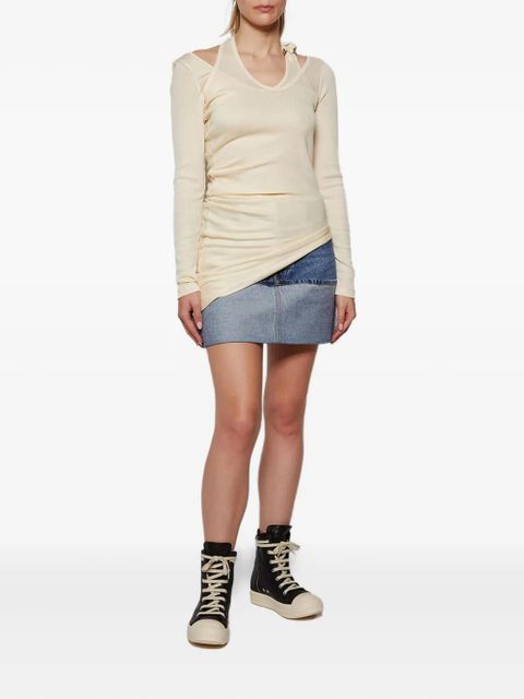 Jean Paul Gaultier ribbed twisted top - Neutrals - zdjęcie produktu nr 2