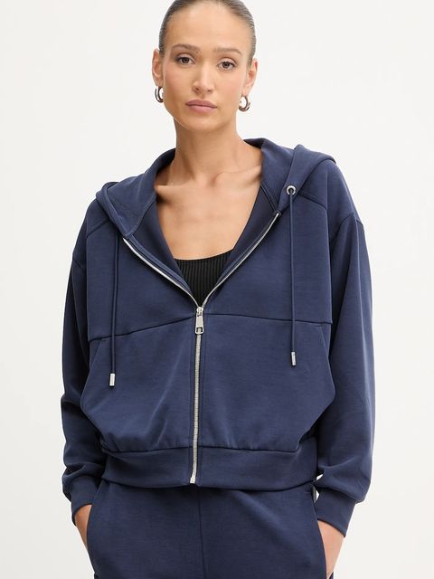 BOSS Orange bluza damska kolor granatowy z kapturem gładka 50547813 - zdjęcie produktu nr 1