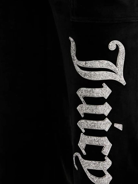 Juicy Couture spodnie dresowe welurowe dziecięce LAYLA CAVIAR damskie kolor czarny z aplikacją JCBBJ125806