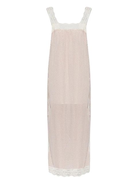 Posse Marlowe polka-dot lace-trim midi dress - Neutrals - zdjęcie produktu nr 1