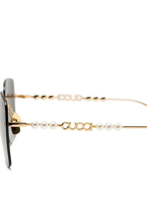 Gucci Eyewear rectangle-frame sunglass - Gold